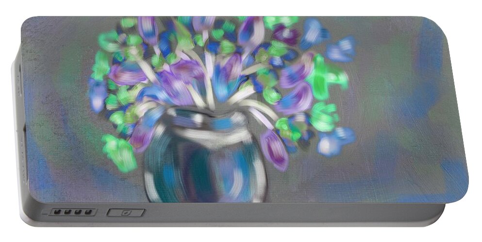 Flowers Abstract Portable Battery Charger featuring the digital art Flowers Abstract 4 by Frank Bright