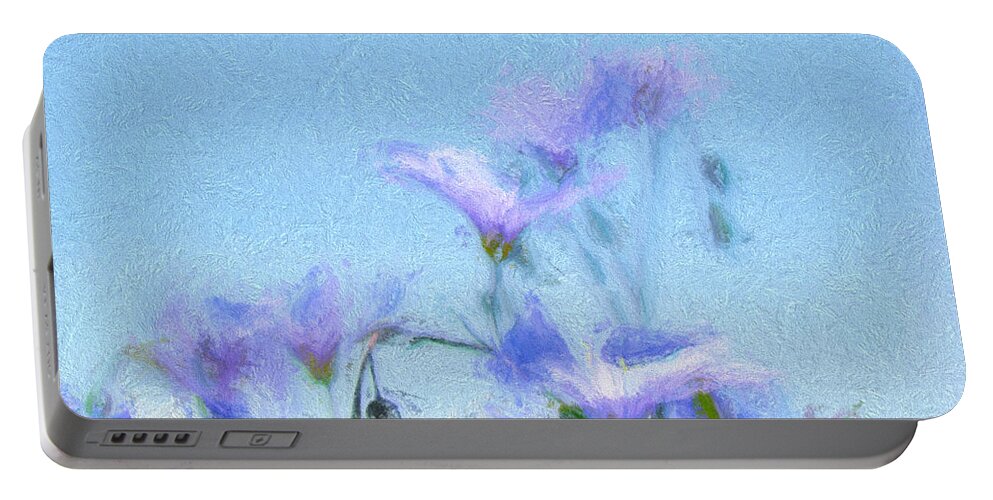 Flowers Portable Battery Charger featuring the digital art Flowers in Blue by Cathy Anderson