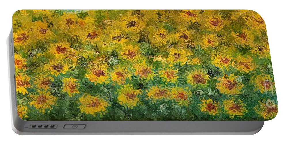 Abstract Portable Battery Charger featuring the painting Flowers by Loredana Messina