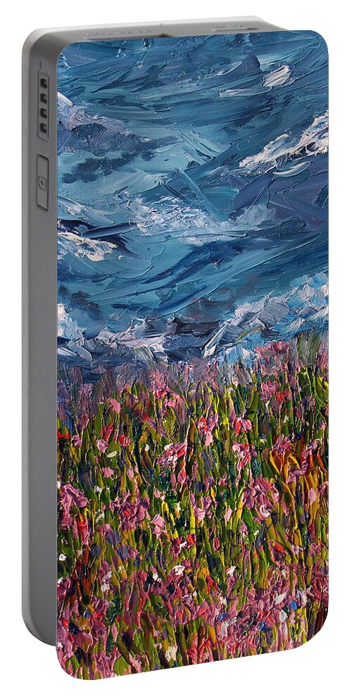 Flowers Portable Battery Charger featuring the painting Flowers of the Field by Meaghan Troup
