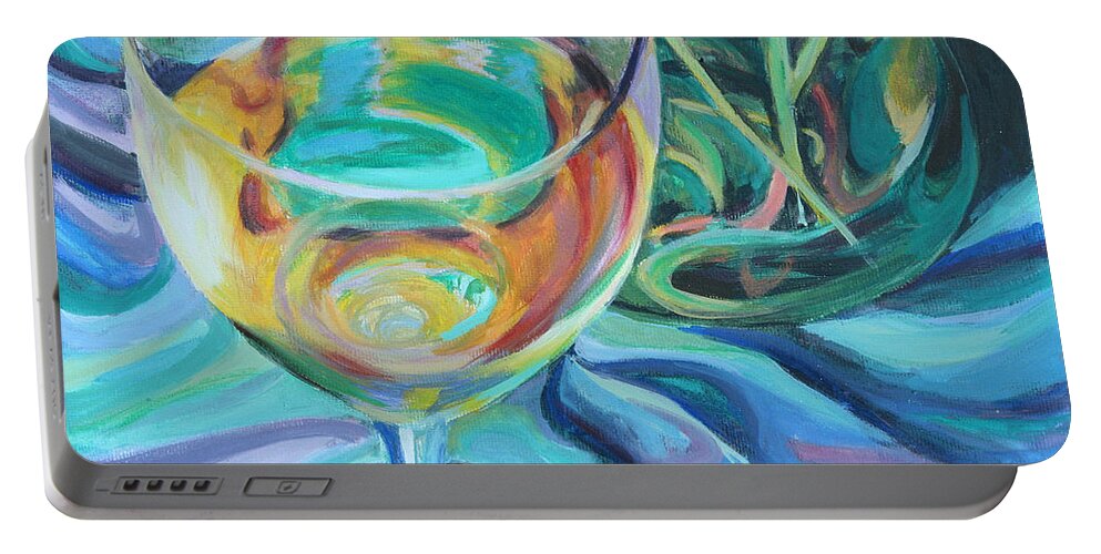 Glass Portable Battery Charger featuring the painting Fluidity by Trina Teele