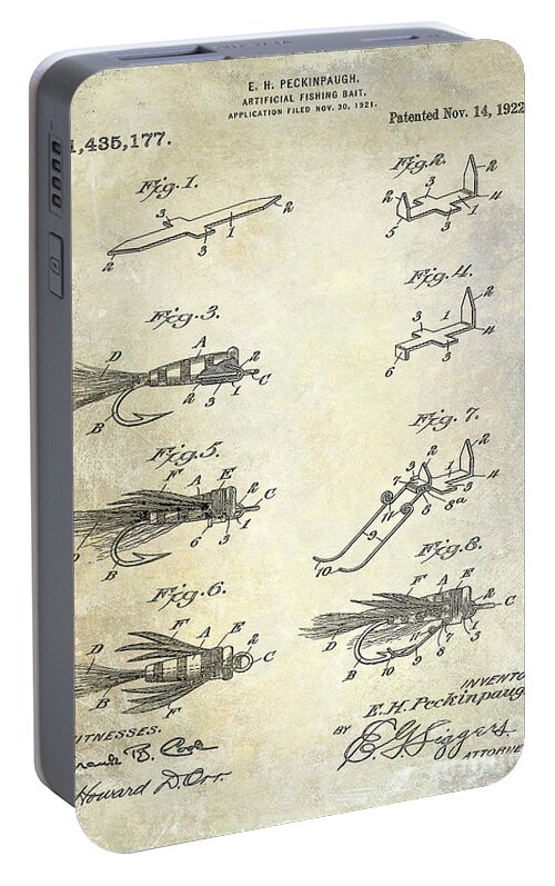 Fly Fishing Lure Portable Battery Charger featuring the photograph 1922 Fly Fishing Lure Patent Drawing by Jon Neidert