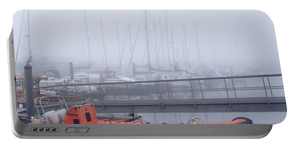 Anstruther Portable Battery Charger featuring the photograph Fog in Marina II by Elena Perelman