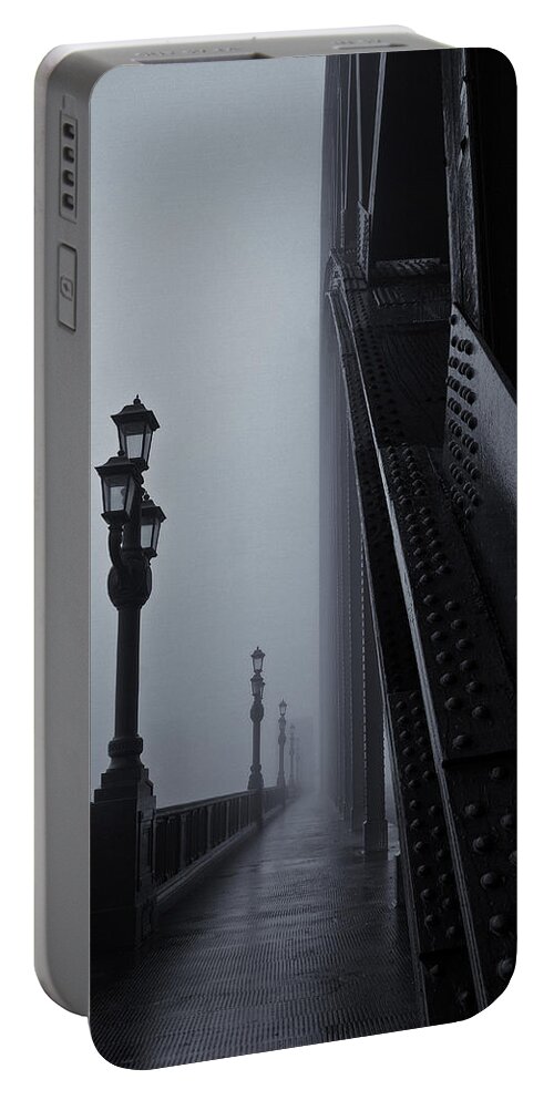 Tyne Bridge Portable Battery Charger featuring the photograph Fog on the Tyne by David Pringle