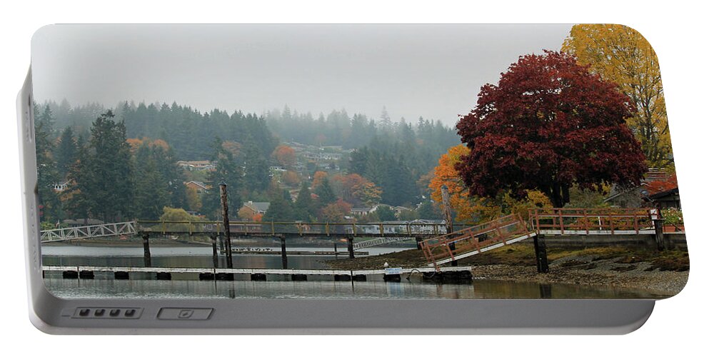 Gig Harbor Portable Battery Charger featuring the photograph Foggy Day in October by E Faithe Lester
