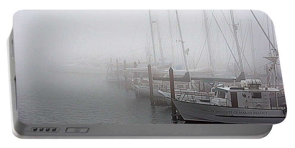 Landscape Portable Battery Charger featuring the photograph Foggy Morning in Charleston Harbor by AJ Schibig