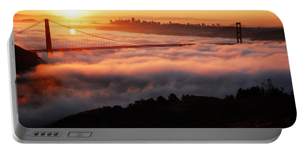 San Portable Battery Charger featuring the photograph Foggy Morning San Francisco by James Kirkikis