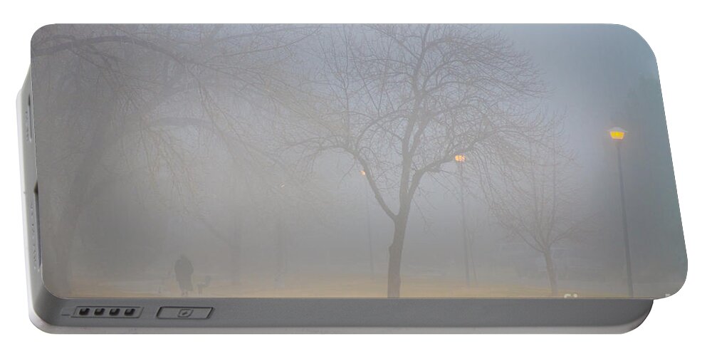 Fog Portable Battery Charger featuring the photograph Foggy Park Morning by James BO Insogna