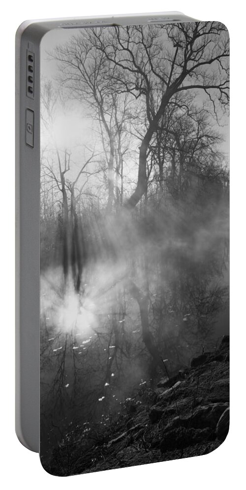 Fog Portable Battery Charger featuring the photograph Foggy River Morning Sunrise by Jennifer White