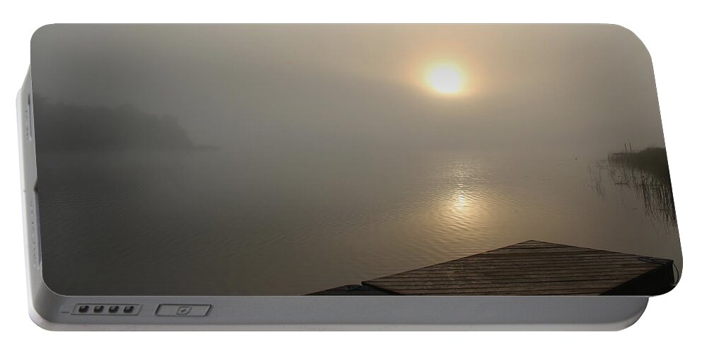 Sun Portable Battery Charger featuring the photograph Foggy Sunrise by Debbie Oppermann
