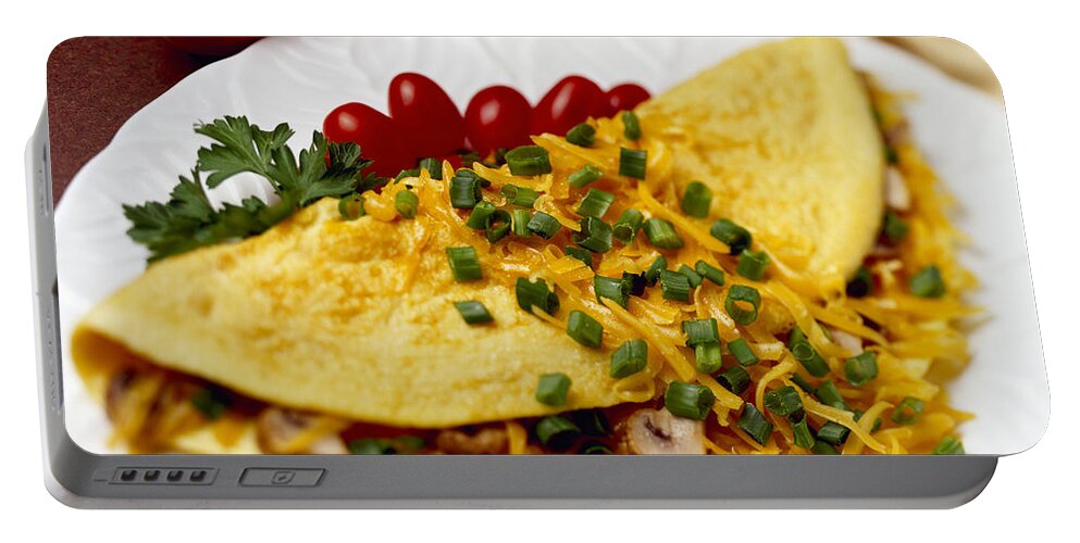 Prepared Portable Battery Charger featuring the photograph Food - Cheese And Mushroom Omelette by Ed Young