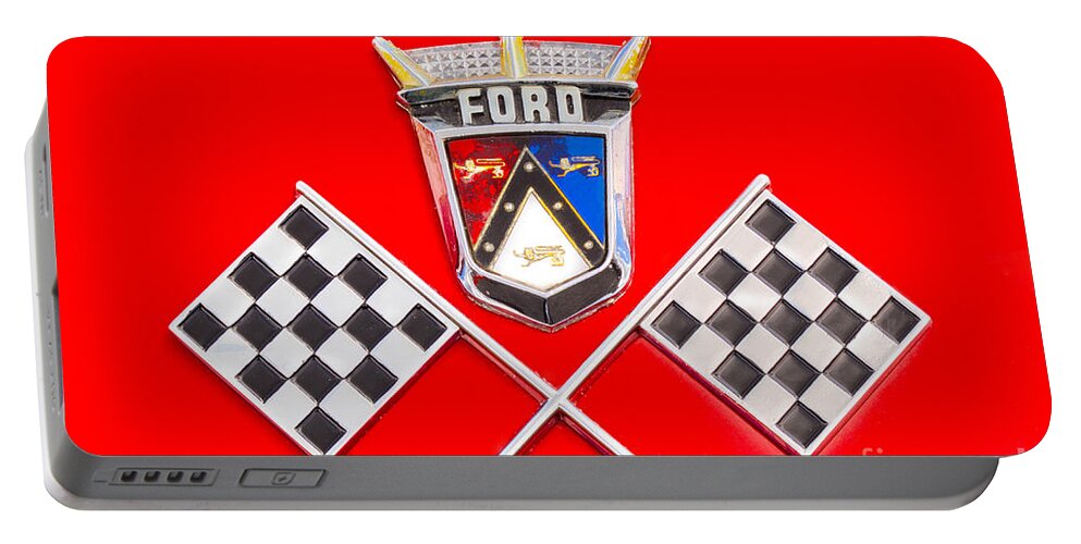 57 T-bird Portable Battery Charger featuring the photograph Ford Emblem by Jerry Fornarotto