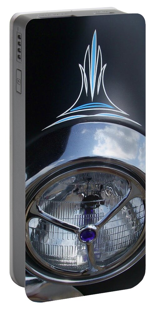 Headlight Portable Battery Charger featuring the photograph Ford Pin striped headlight by Ron Roberts