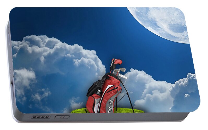 Golf Portable Battery Charger featuring the mixed media Fore by Marvin Blaine