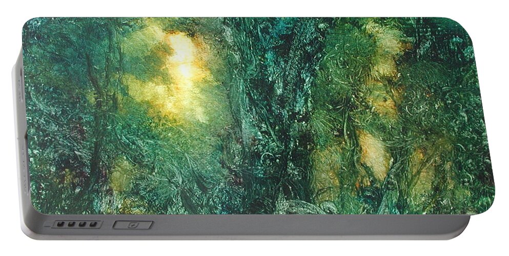 David Ladmore Portable Battery Charger featuring the painting Forest Light 28 by David Ladmore