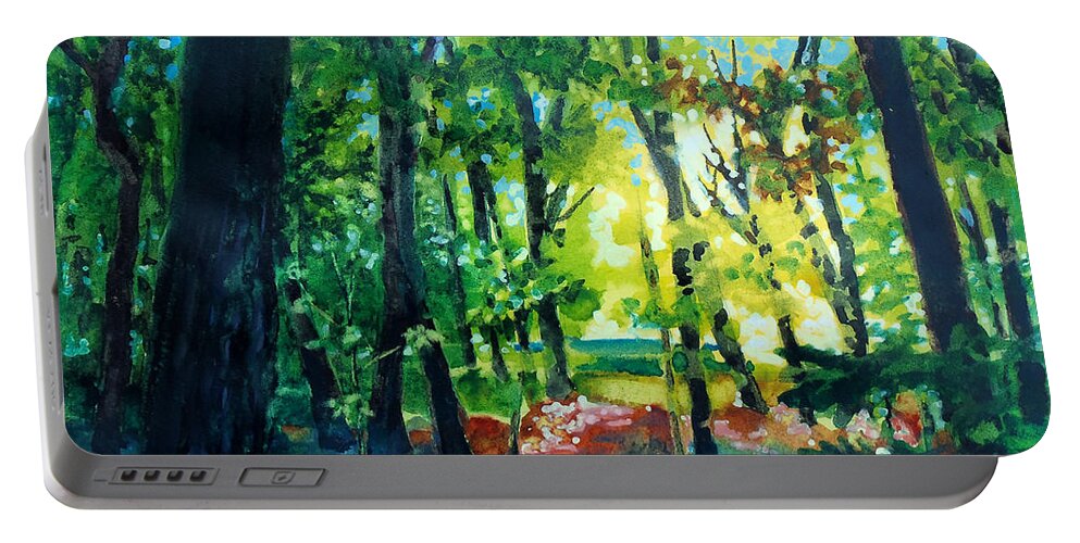 Painting Portable Battery Charger featuring the painting Forest Scene 1 by Kathy Braud