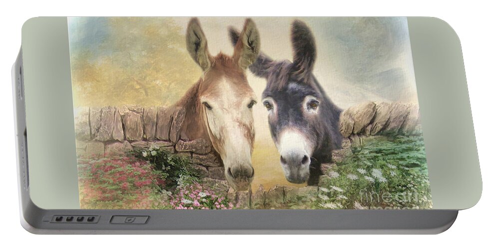 Donkey Portable Battery Charger featuring the digital art Forever Friends by Trudi Simmonds