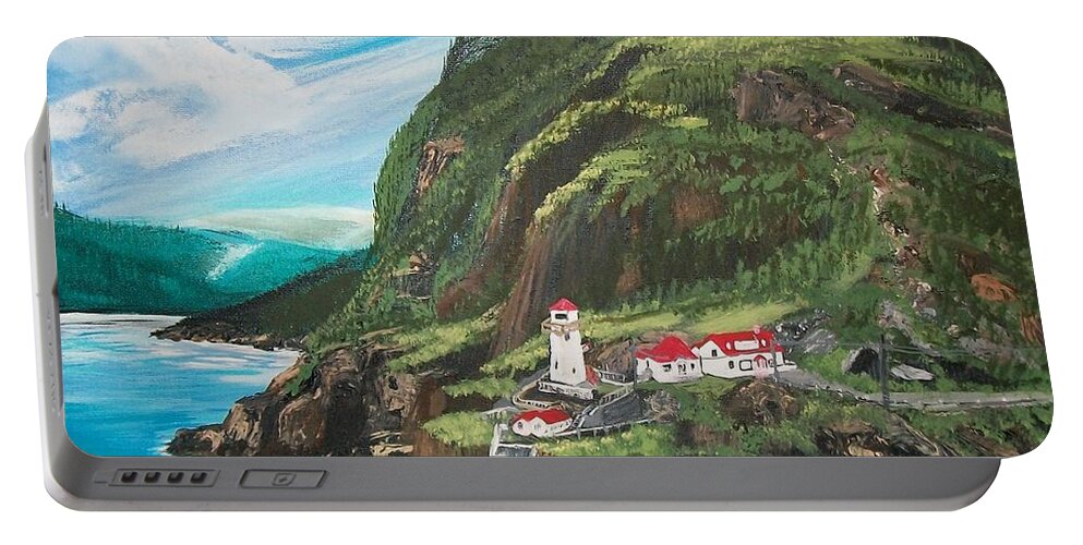 Military Portable Battery Charger featuring the painting Fort Amherst Newfoundland by Sharon Duguay
