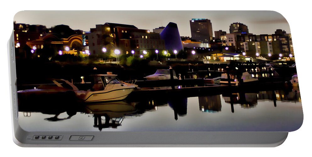 Foss Waterway Portable Battery Charger featuring the photograph Foss Waterway at night by Ron Roberts