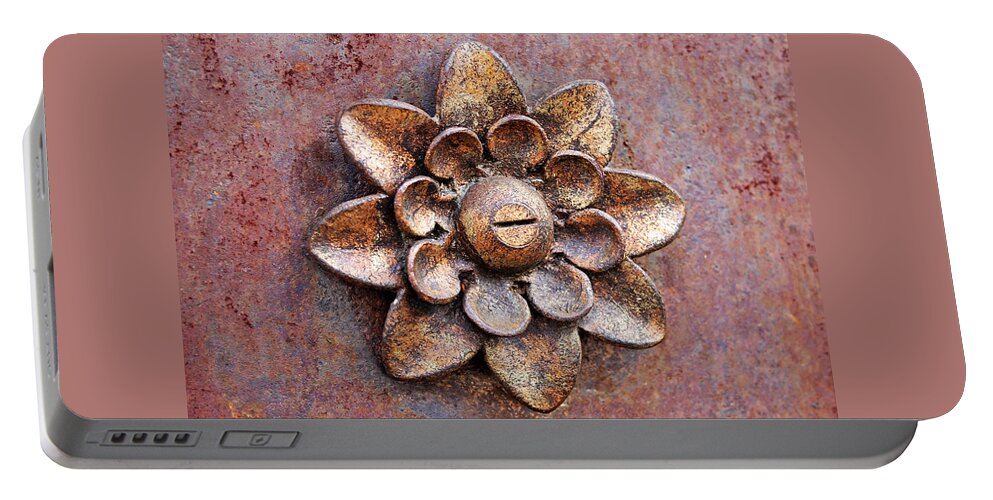 Rust Portable Battery Charger featuring the photograph Found Art in New York City by Rona Black