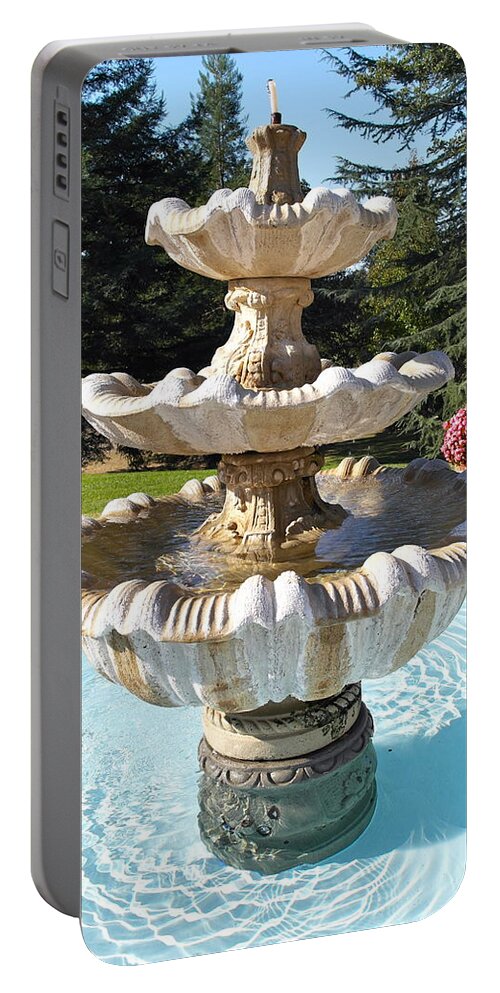 Water Feature Portable Battery Charger featuring the photograph Fountain Center by Michele Myers