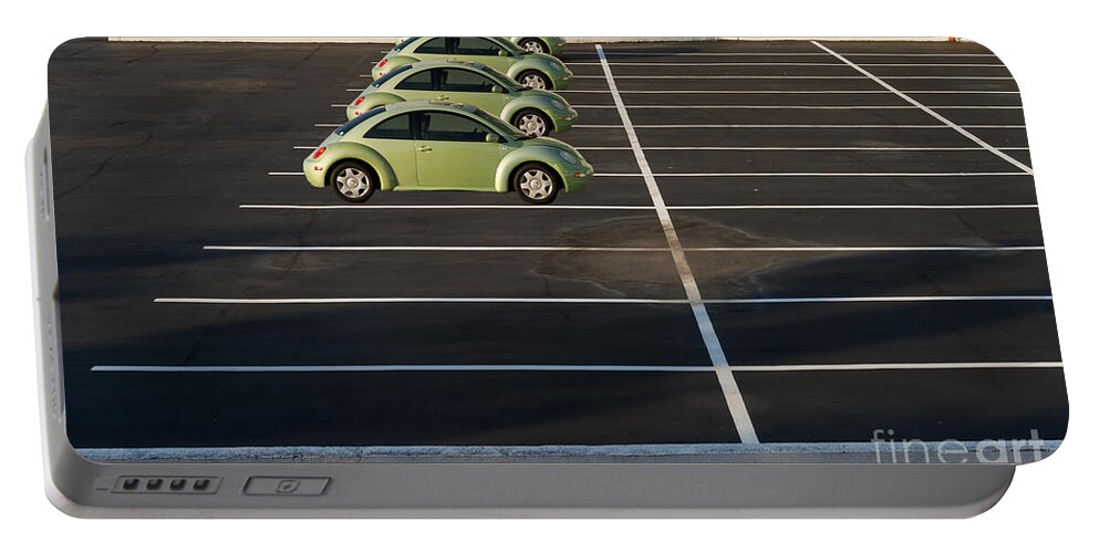 Four Portable Battery Charger featuring the photograph Four Green Beetles by Les Palenik
