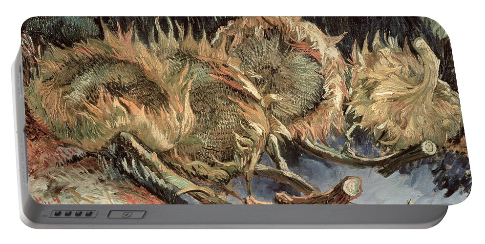 Four Withered Sunflowers Portable Battery Charger featuring the painting Four Withered Sunflowers by Vincent van Gogh