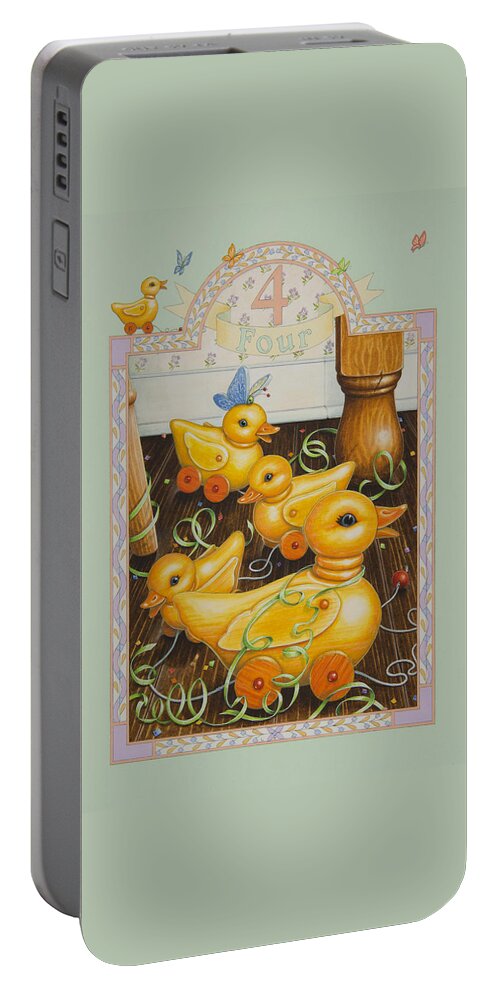 Birthday Portable Battery Charger featuring the painting Fourth Birthday by Lynn Bywaters