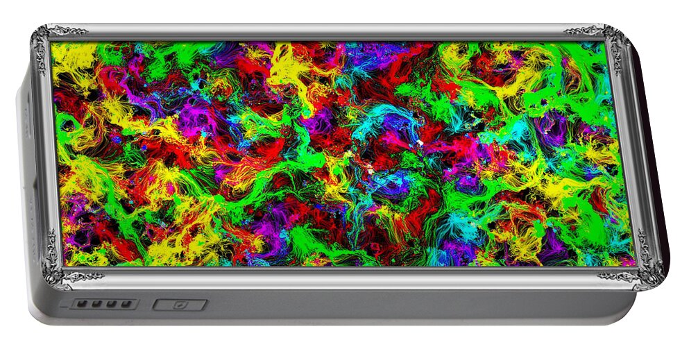 Abstract Portable Battery Charger featuring the painting Framed Spawned Colors by Bruce Nutting