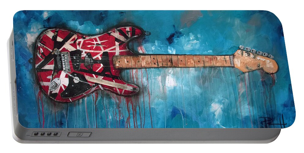 Van Halen Portable Battery Charger featuring the painting Frankenstrat by Sean Parnell