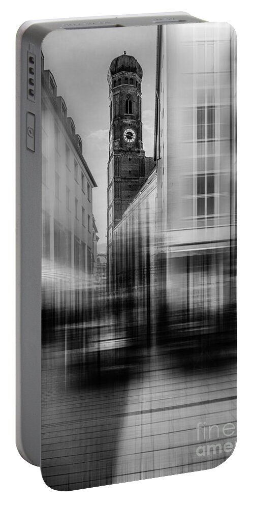 People Portable Battery Charger featuring the photograph Frauenkirche - Muenchen V - bw by Hannes Cmarits