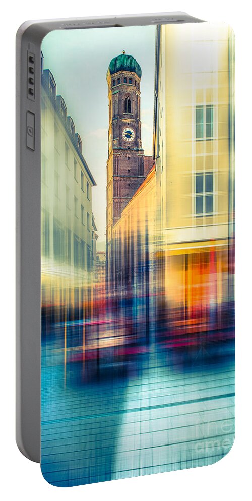 People Portable Battery Charger featuring the photograph Frauenkirche - Munich V - vintage by Hannes Cmarits