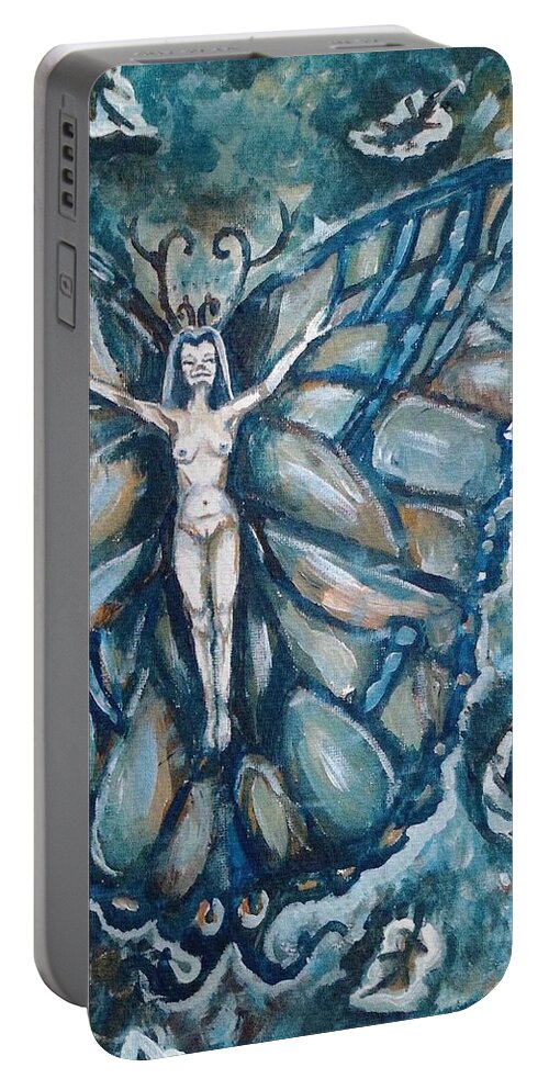 Wind Portable Battery Charger featuring the painting Free as the wind by Shana Rowe Jackson