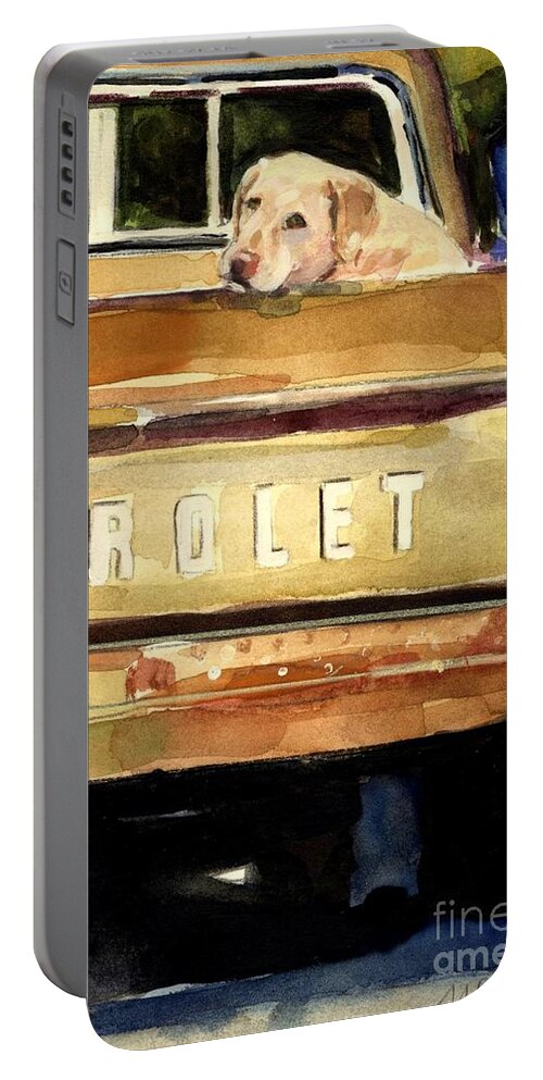 Dog Portable Battery Charger featuring the painting Free Ride by Molly Poole