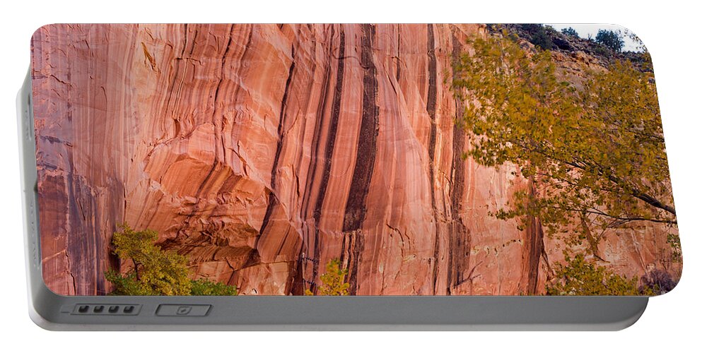Autumn Portable Battery Charger featuring the photograph Fremont River Cliffs Capitol Reef National Park by Fred Stearns