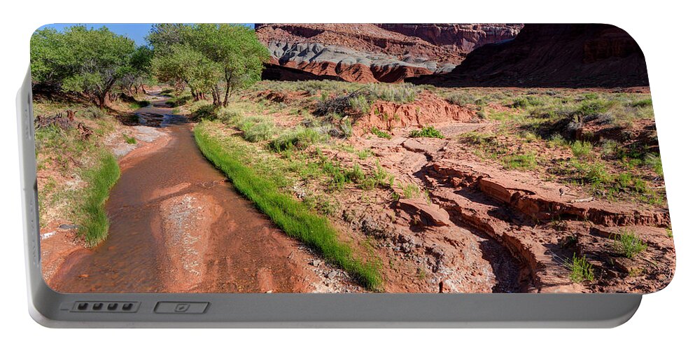 Utah Portable Battery Charger featuring the photograph Sulphur Creek flows through Capitol Reef National Park by Gary Whitton