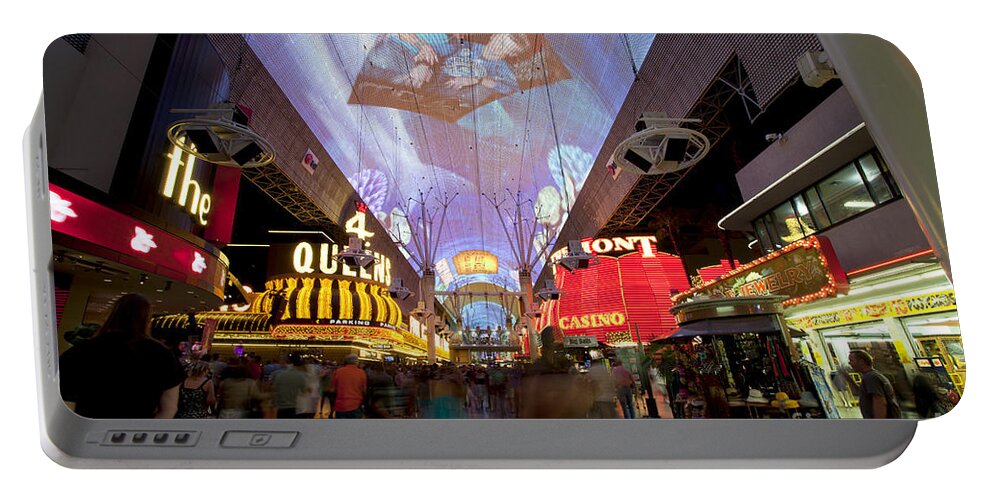 Fremont Street Portable Battery Charger featuring the photograph Fremont StreetLas Vegas by Anthony Totah