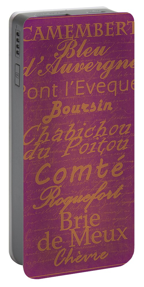 Feature Portable Battery Charger featuring the digital art French Cheeses - 3 by Paulette B Wright