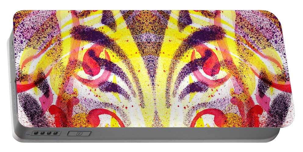 Abstract Portable Battery Charger featuring the painting French Curve Abstract Movement VI Mystic Flower by Irina Sztukowski