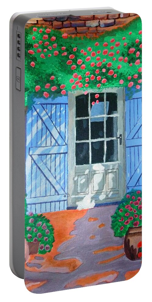 Landscapes Portable Battery Charger featuring the painting French farm yard by Magdalena Frohnsdorff
