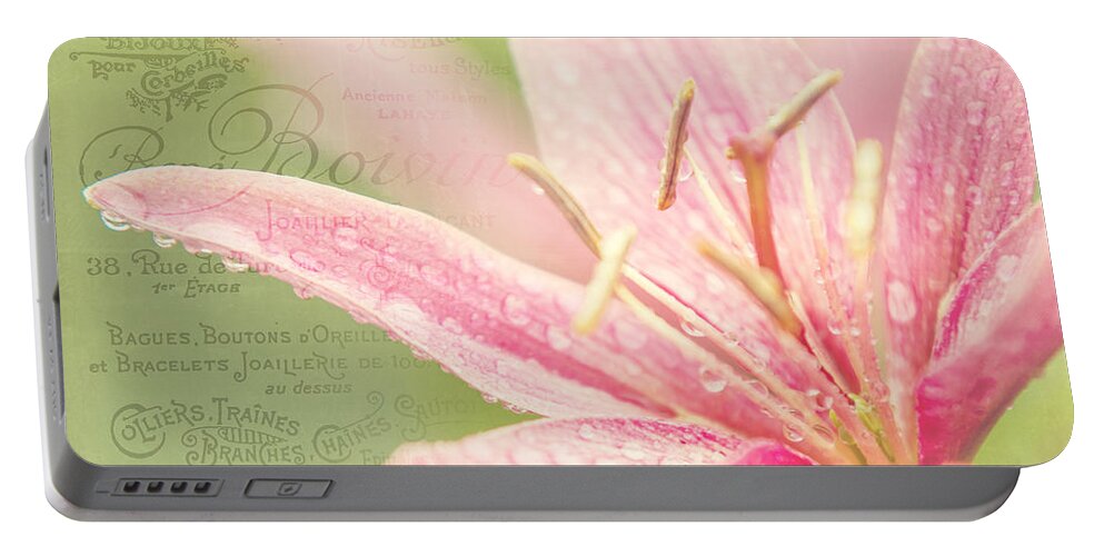 Lily Portable Battery Charger featuring the photograph French Nostalgic Lilies by Jenny Rainbow