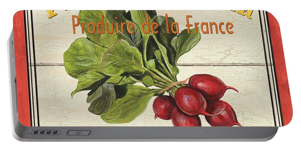 Radishes Portable Battery Charger featuring the painting French Vegetable Sign 1 by Debbie DeWitt