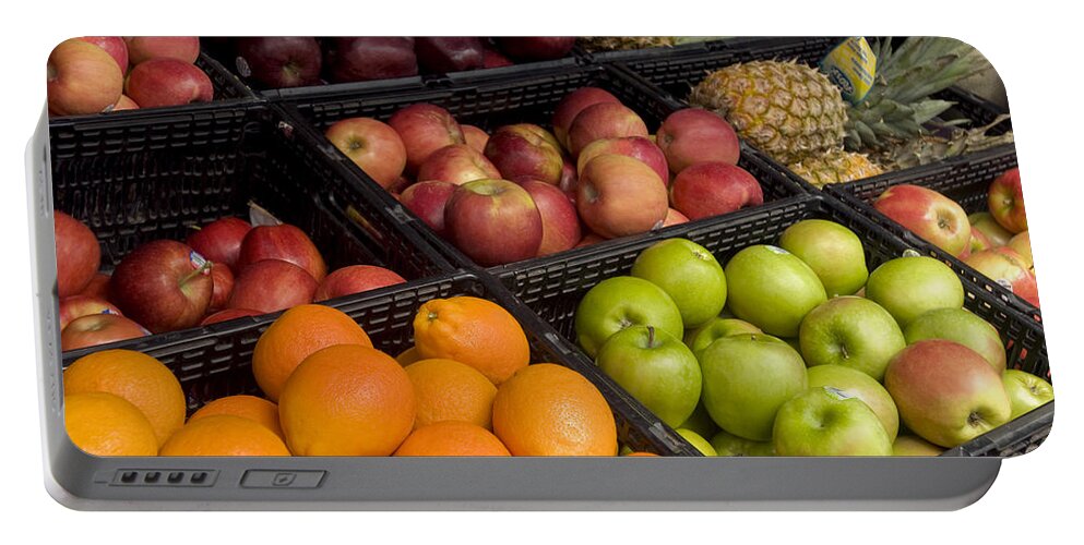 Science Portable Battery Charger featuring the photograph Fresh Fruit, Farmers Market Display by Science Source