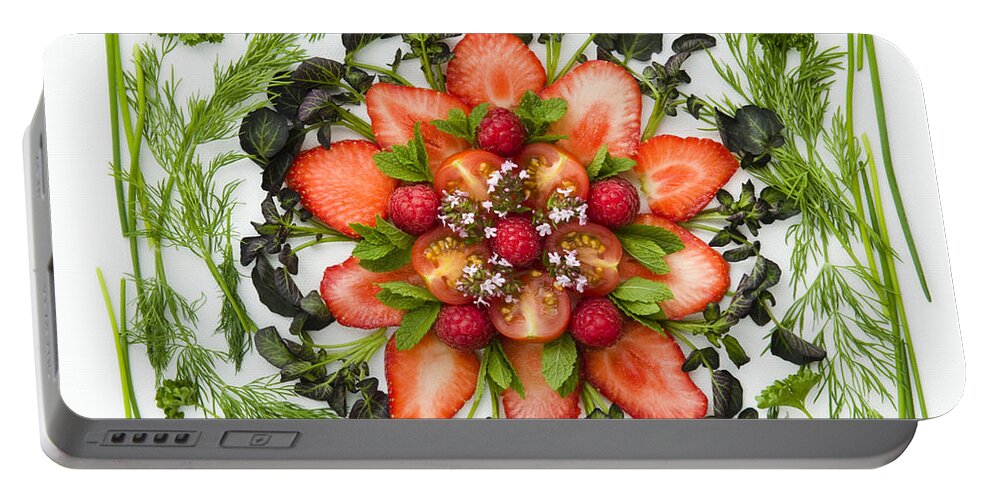 Arranged Portable Battery Charger featuring the photograph Fresh Fruit Salad by Anne Gilbert