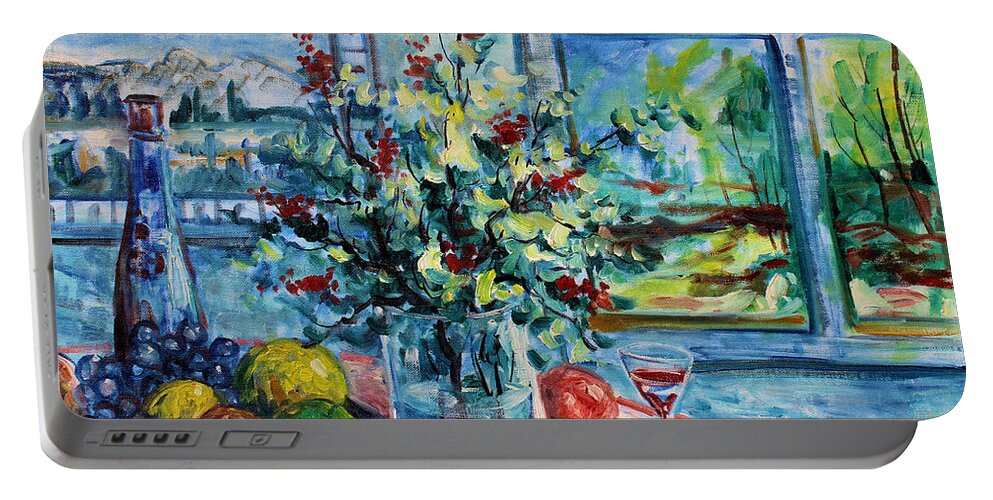 Impressionism Portable Battery Charger featuring the painting Fresh Spring by Leonard Holland