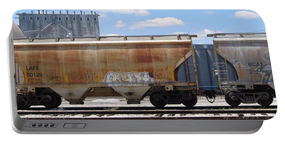 Train Portable Battery Charger featuring the photograph Frieght Train Cars 7 by Anita Burgermeister