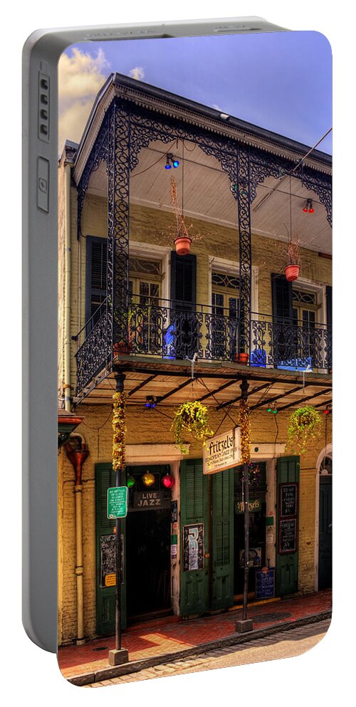 New Orleans Portable Battery Charger featuring the photograph Fritzel's European Jazz Pub New Orleans by Greg and Chrystal Mimbs