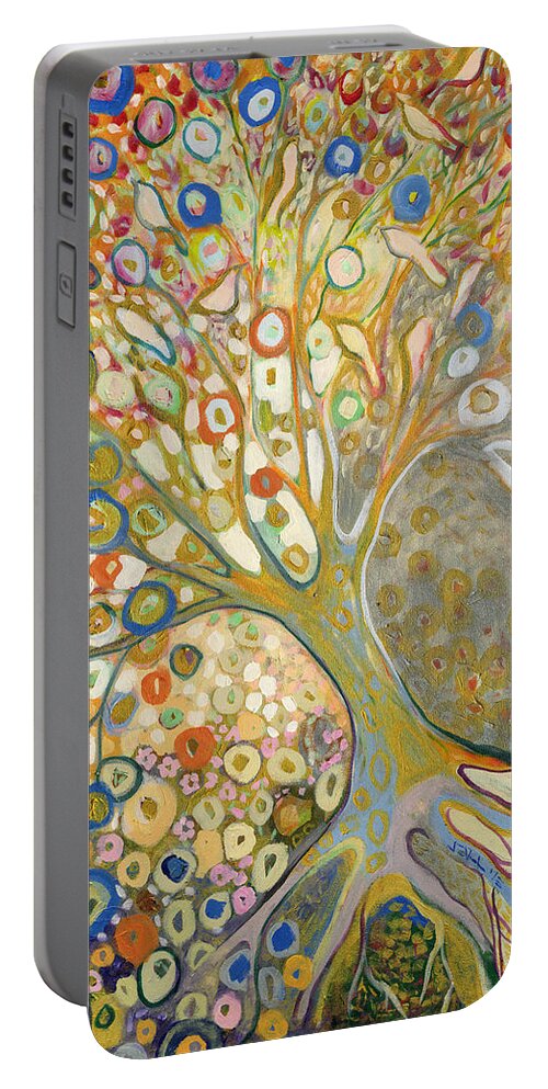Tree Portable Battery Charger featuring the painting From Out of the Rubble Part B by Jennifer Lommers