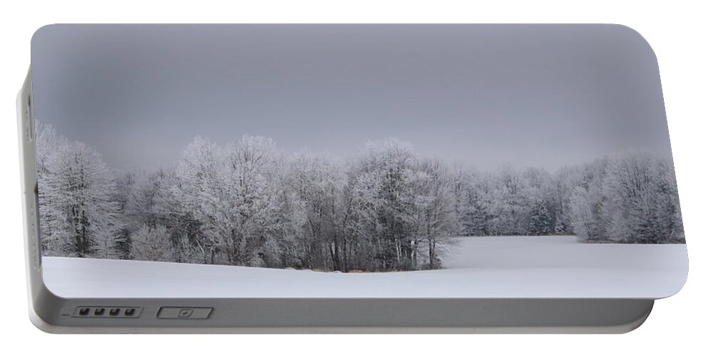 Winter Portable Battery Charger featuring the photograph Frosty Farm Fields by Dale Kauzlaric