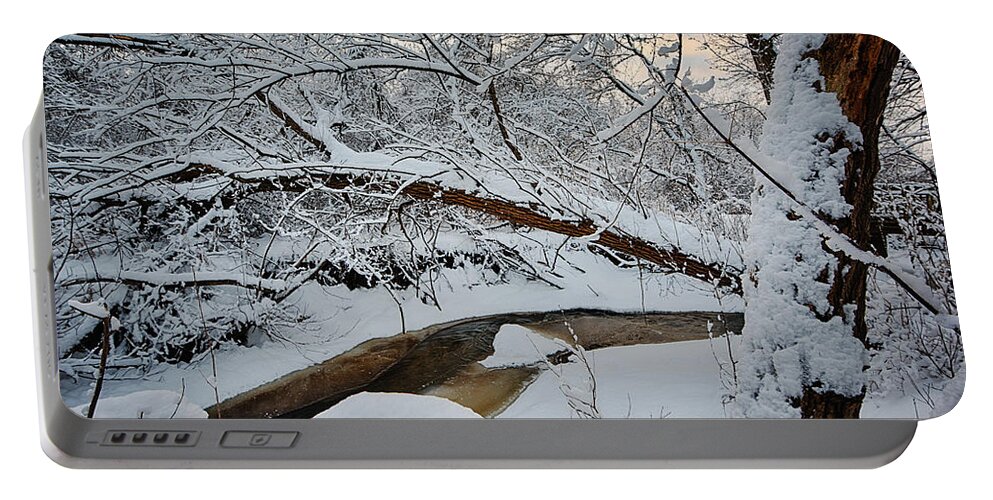 Clouds Portable Battery Charger featuring the photograph Frozen Creek by Sebastian Musial